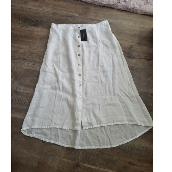 Bryn Walker White Cinzia Linen Button Down Hi Lo Maxi Skirt 2X NEW Lagenlook - Picture 1 of 6
